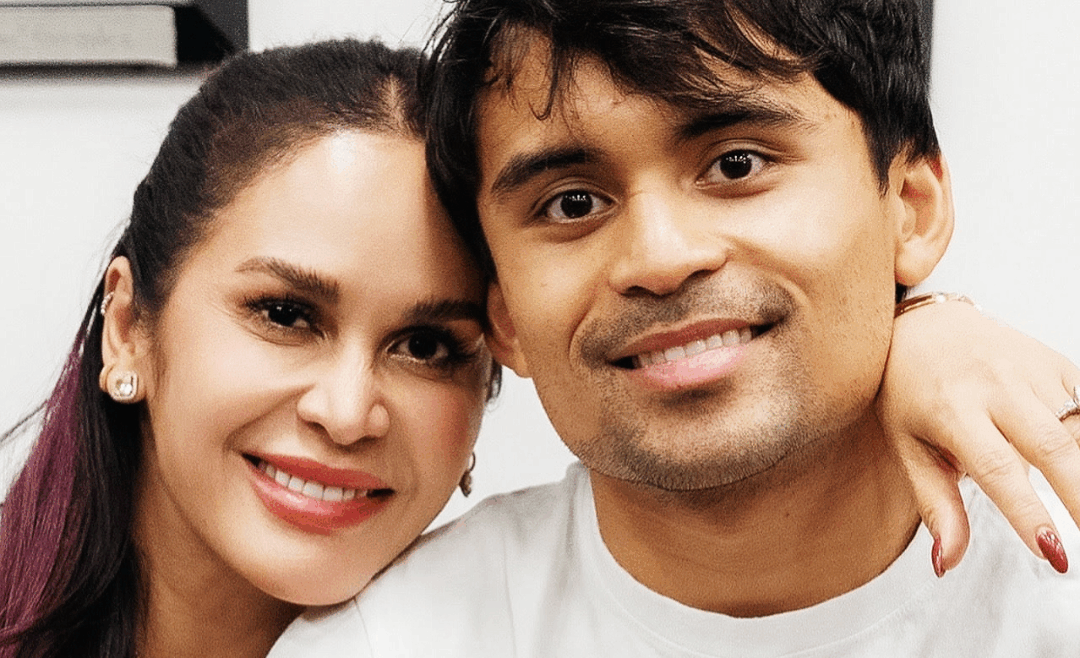 A photo of Jinkee Pacquiao and her son Jimuel as she celebrates being a grandmother.
