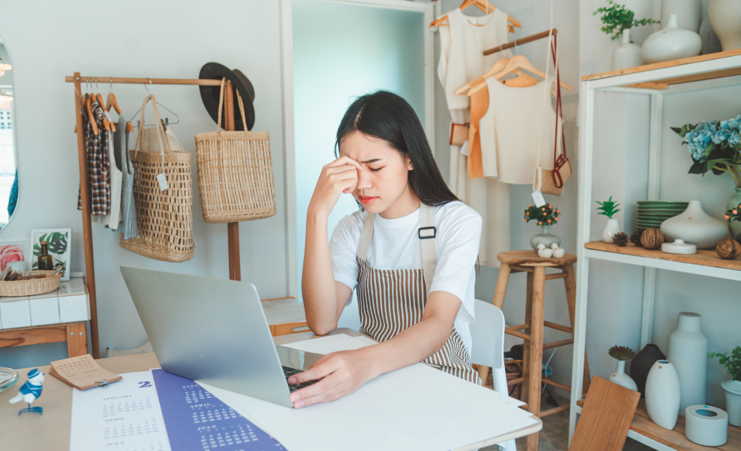 Stressed small business owner