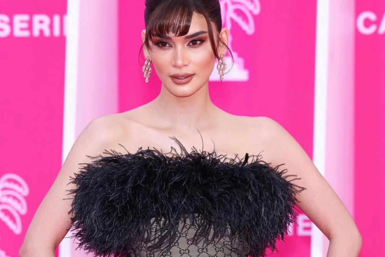 Pia Jauncey at Canneseries pink carpet