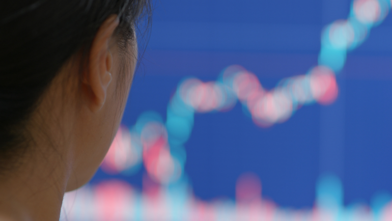 Woman watching stocks