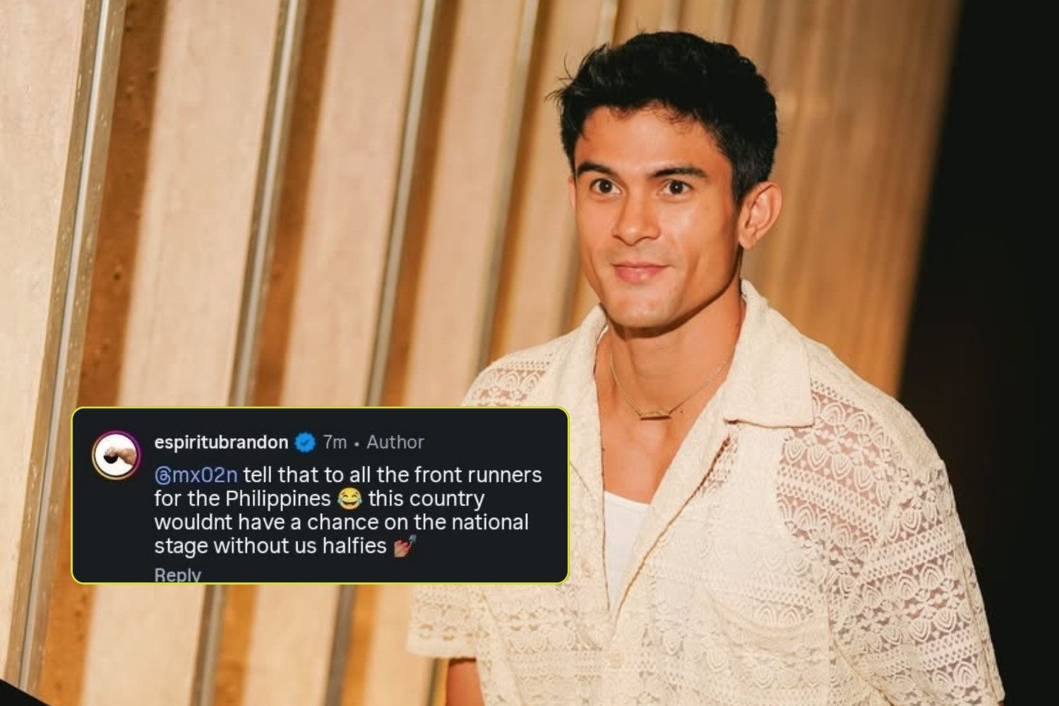 Brandon Espiritu’s ‘halfies’ remark