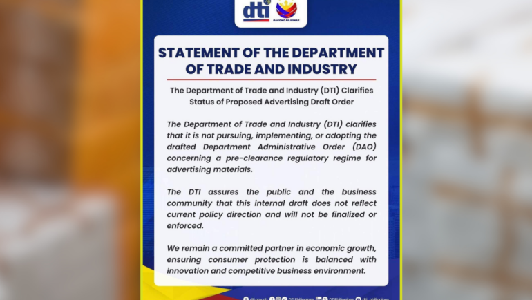 DTI ad permit proposal