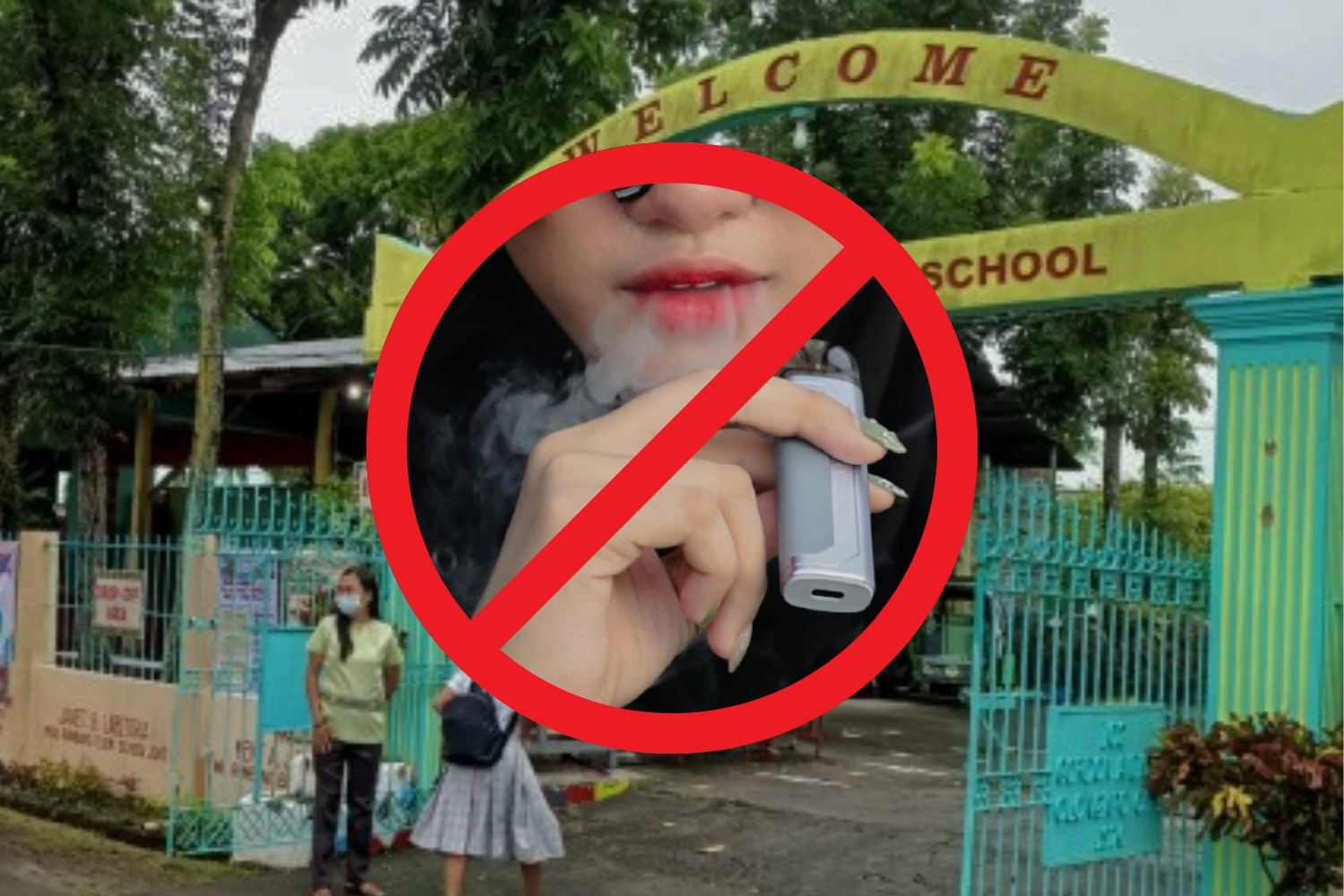Smoking 100 meters away from school