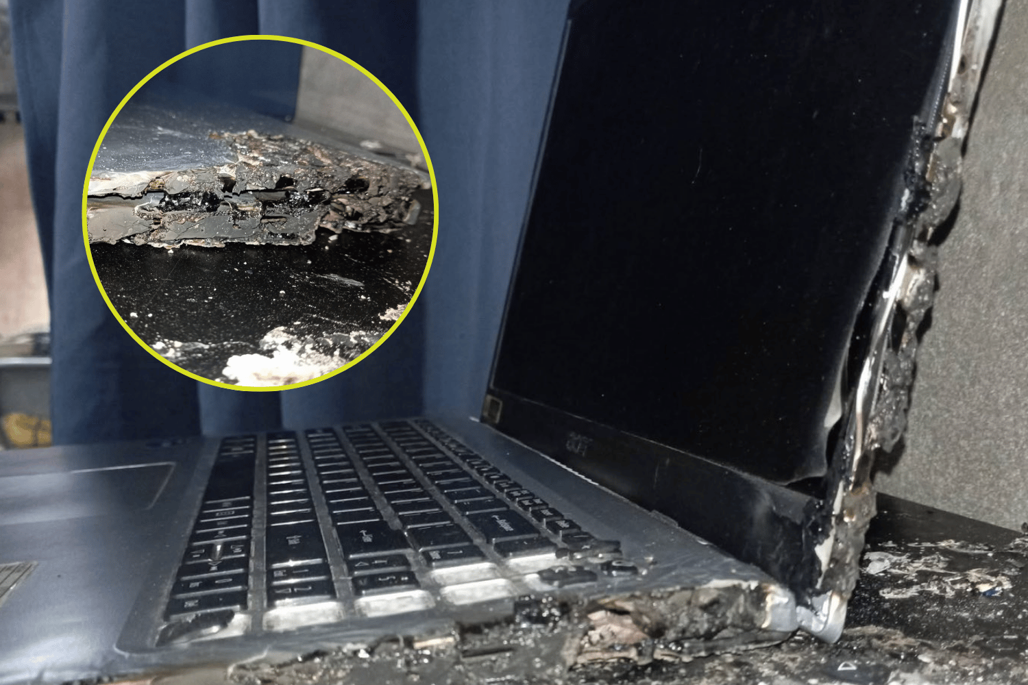 Burned laptop